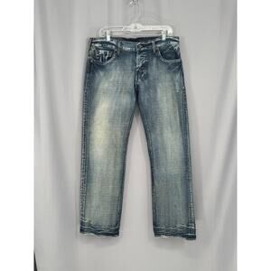 Guess Jeans Mens 34x32 Rebel Low Rise Straight Distressed Denim Pants Y2K 90s